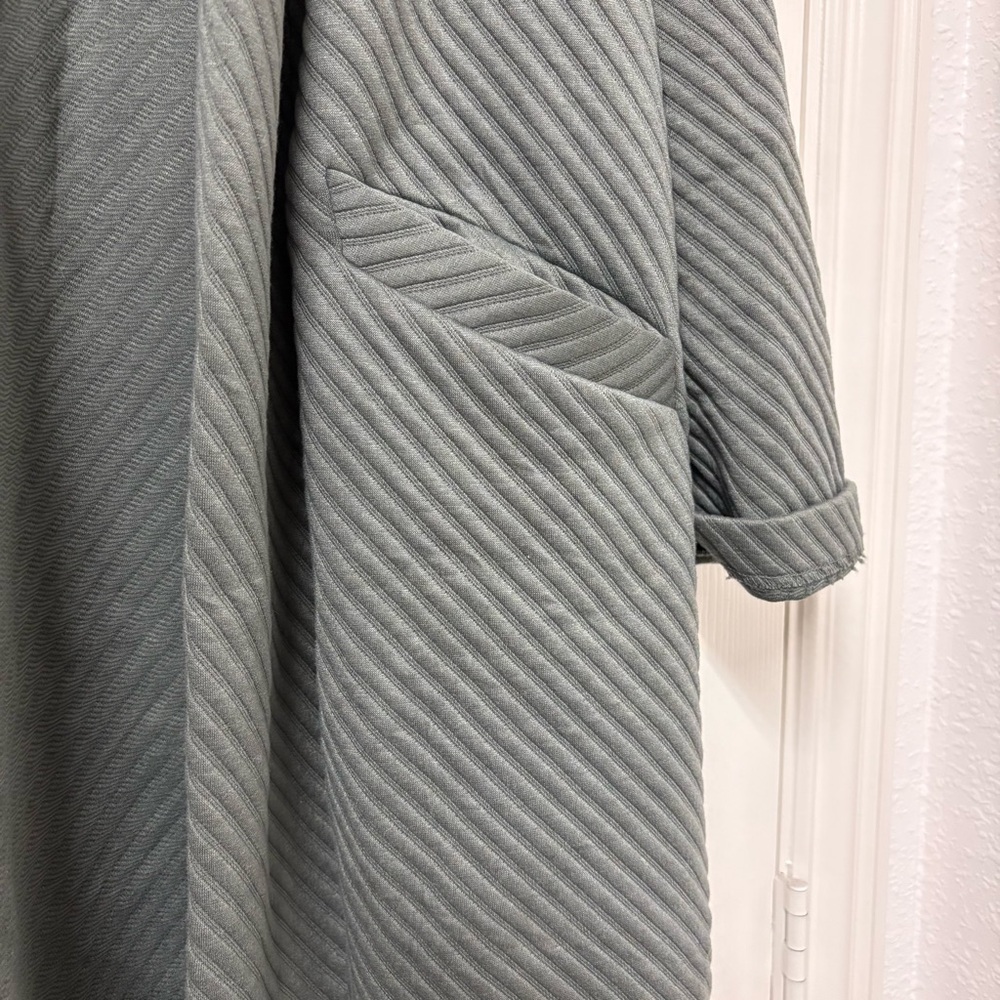 Melloday Green Ribbed Textured House Coat Robe - Picture 2 of 8